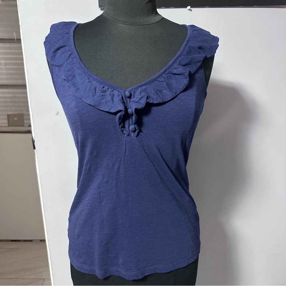 Lilly Pulitzer Blue Ruffled Tie Front Tank Top